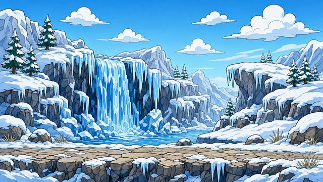 A frozen waterfall